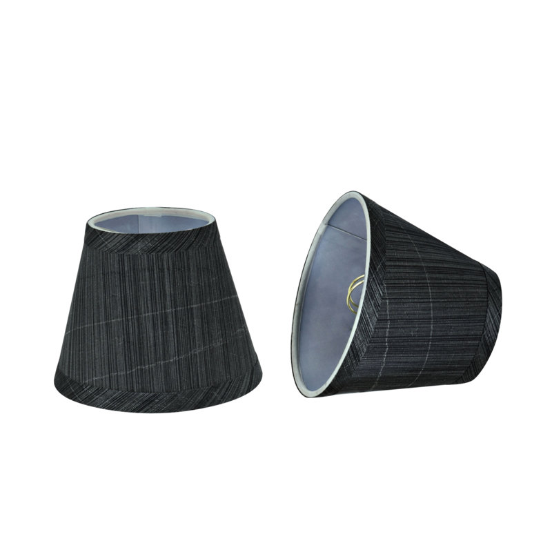 Gray and Black Synthetic Fabric Empire Chandelier Lamp Shades, Set of 2