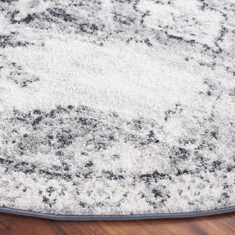 Tapis ivoire / gris Lowrey, Rond 6 pi 7 po