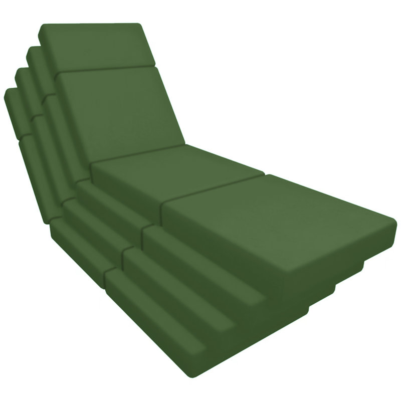 4In Chaise Lounge Cushions Outdoor(Set Of 4), 48" W x 26" D, Green