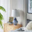 Lampe vase en céramique bleue et blanche