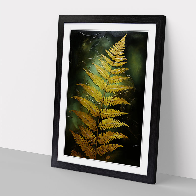 Fern Leaf Gestural No.2 - Framed Print, 64cm H x 46cm W x 2cm D, Black