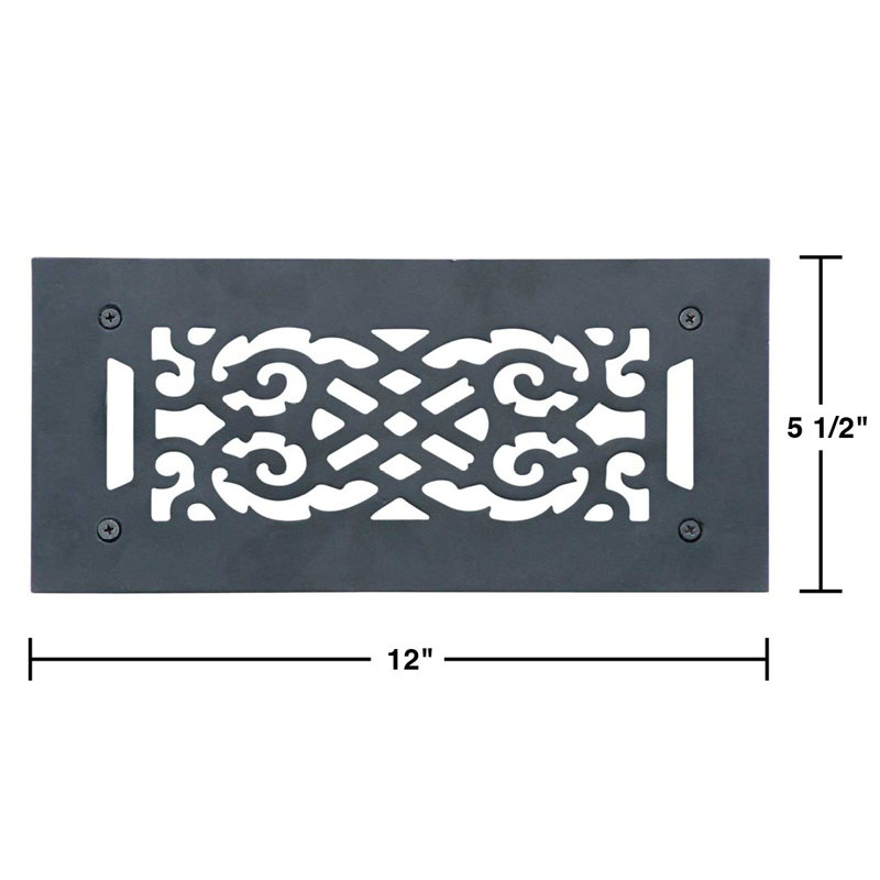 Victorian en fonte d’air chaud 12" x 5,5" à la grille d’air noir