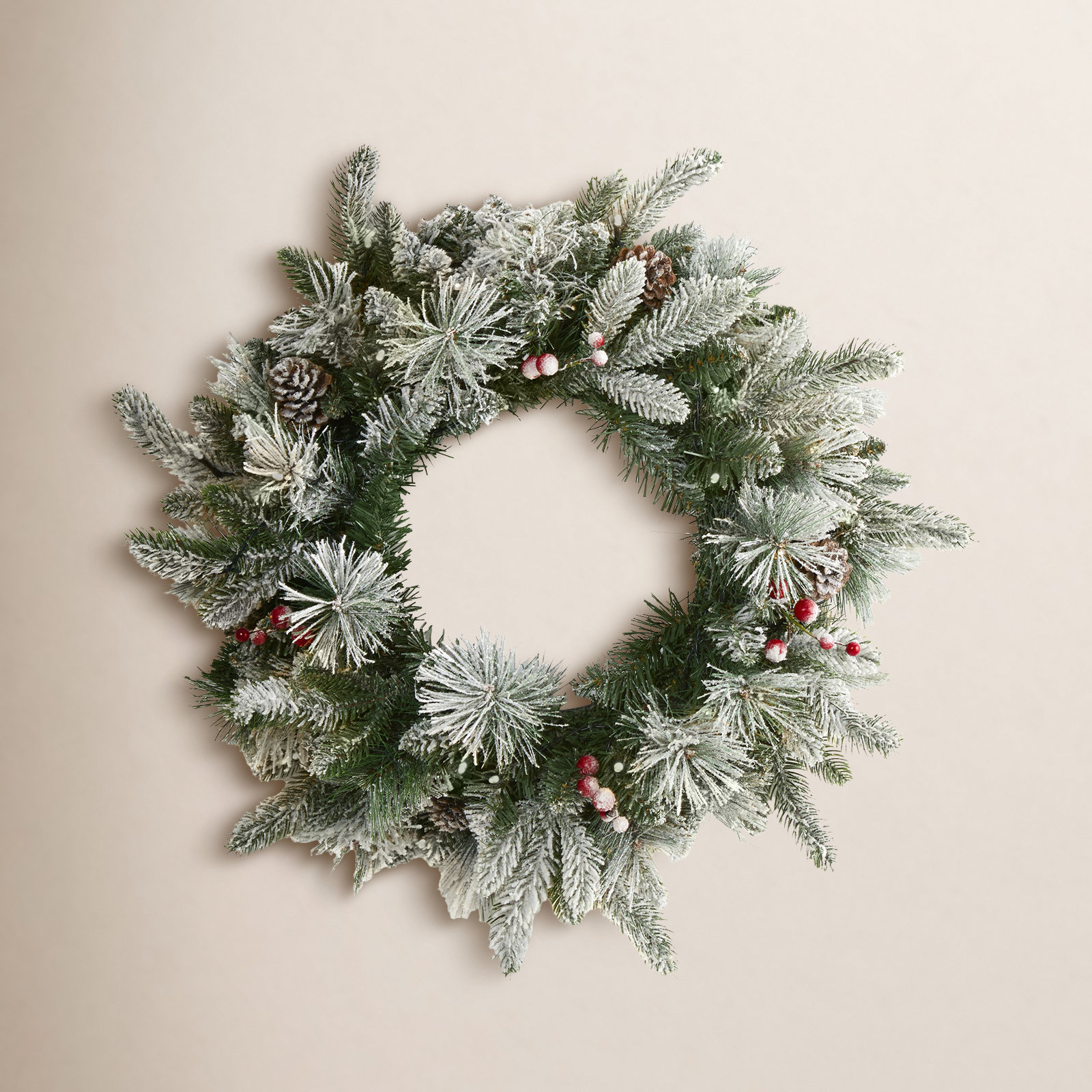 20'' Faux Pine Lighted Wreath
