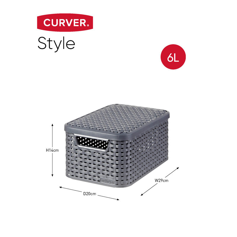 Set Of 3 Style Boxes With Lids Anthracite, 55 L