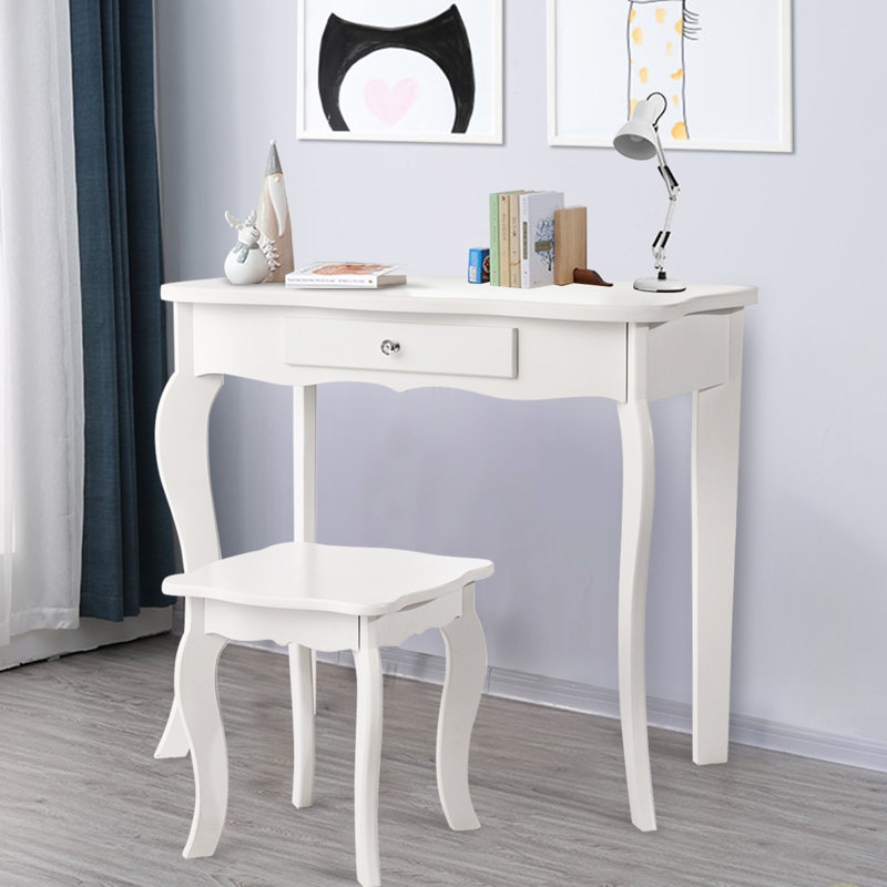 Dressing Table with Mirror, White