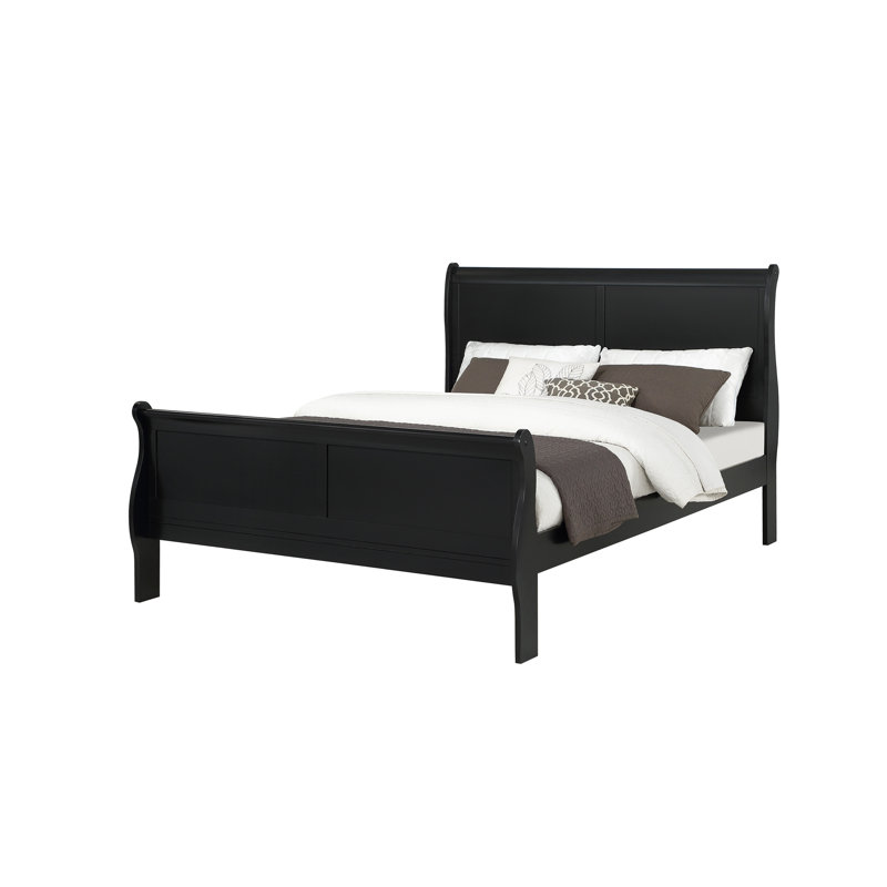 Mobilier de chambre à coucher en bois massif Louis Louis, Très grand lit, Noir