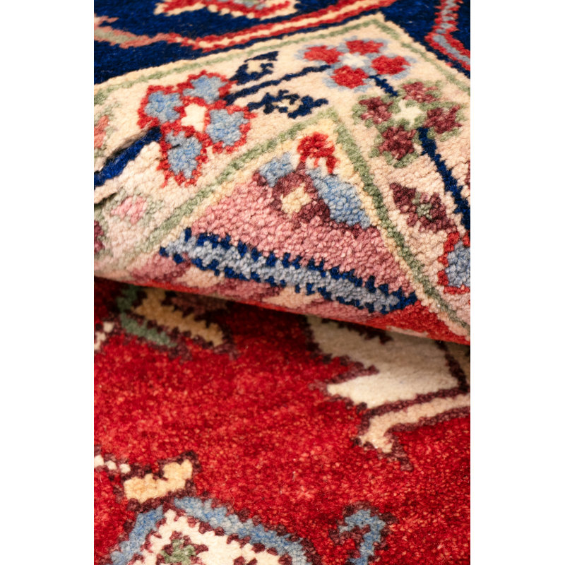 Serapi Hand Knotted Wool Oriental Area Rug, Rectangle 9' x 12', Red/Navy/Cream