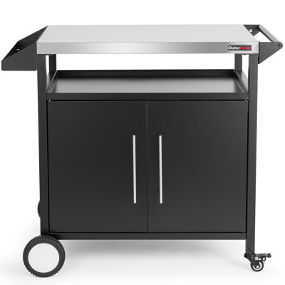 Outermust Grill Table Outdoor Kitchen Cabinet with built-in rear opening, Moveable Outdoor Prep Table & Bar For Storage, Grilling And Pizza Oven