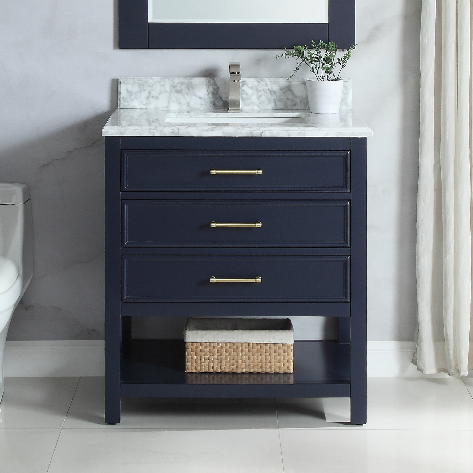 Greeley Contemporary 48 Wood Single Sink Bathroom Vanity with Carrera  Marble Top by Christopher Knight Home - On Sale - Bed Bath & Beyond -  25716175