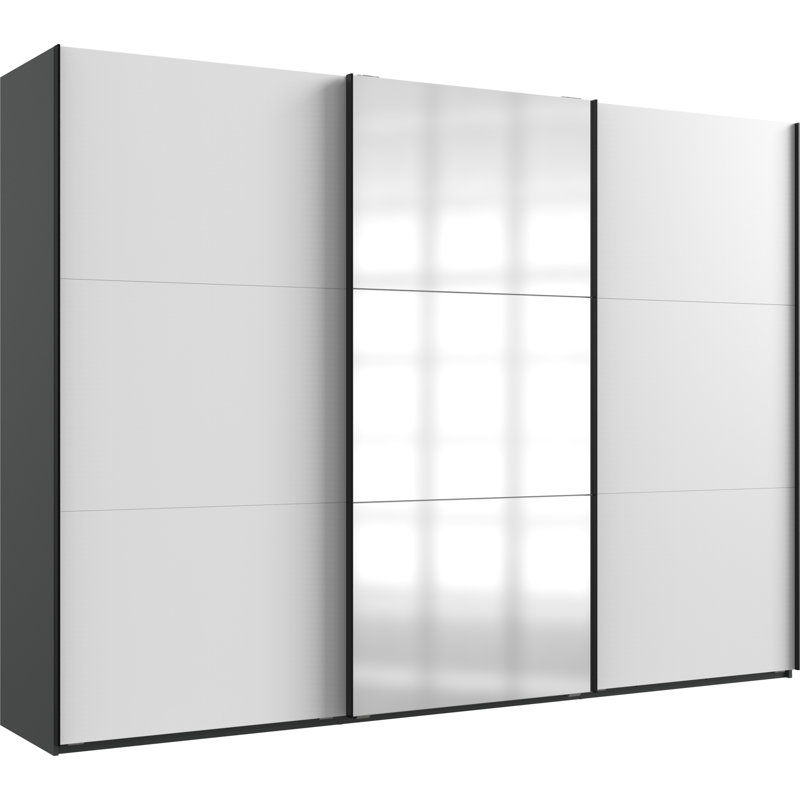 Guardino 3 Door Wardrobe, White/Graphite, 236cm H x 300cm W x 65cm D