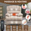 Fauteuil inclinable électrique en chenille beige à dossier haut avec massage par vibration à 8 points et chauffage lombaire-2137505128