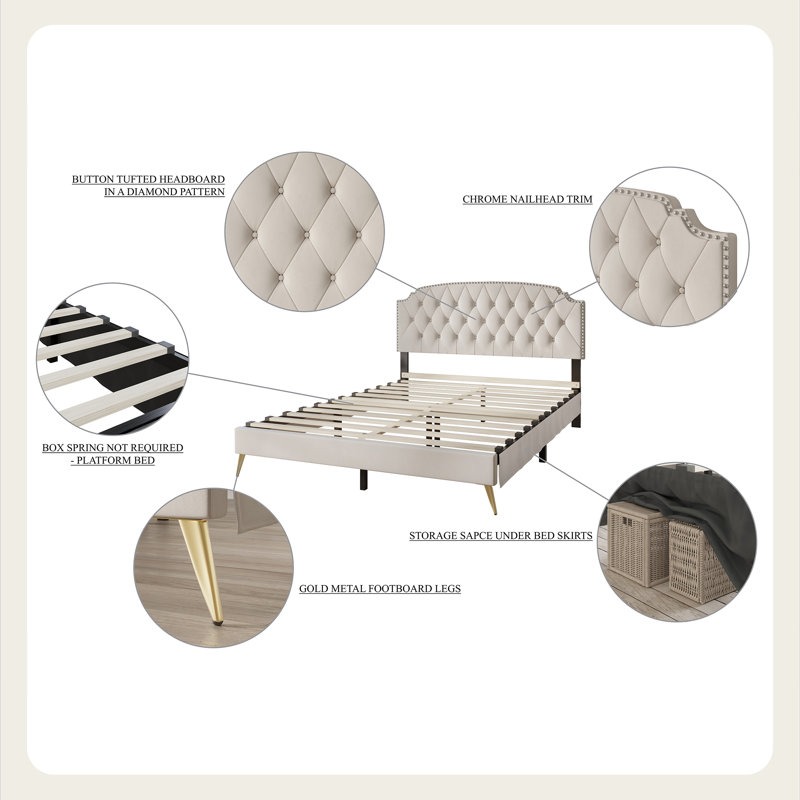 Dwaun Upholstered Platform Bed, Full/Double, Silver Gray