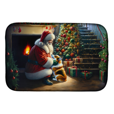 Tapis de vaisselle Corgi and Santa Claus