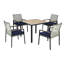 Ensemble de table de salle à manger 5 pièces toutes saisons avec trou pour parasol-1019386376