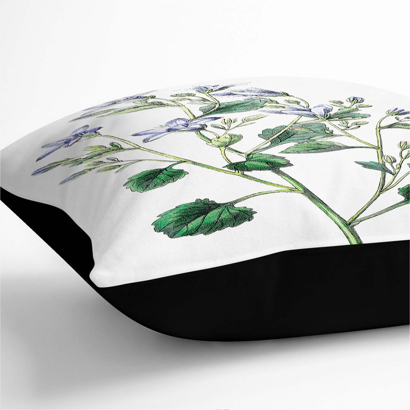 Floral Square Throw Cushion, 55cm H x 55cm W x 20cm D, Black