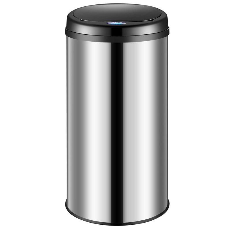 Stainless Steel Kitchen Trash Can, Silver/Black