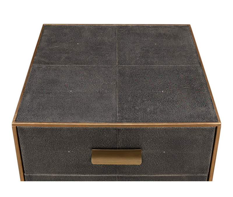 Shagreen 3 - Drawer Solid Wood Nightstand, Antique Gray