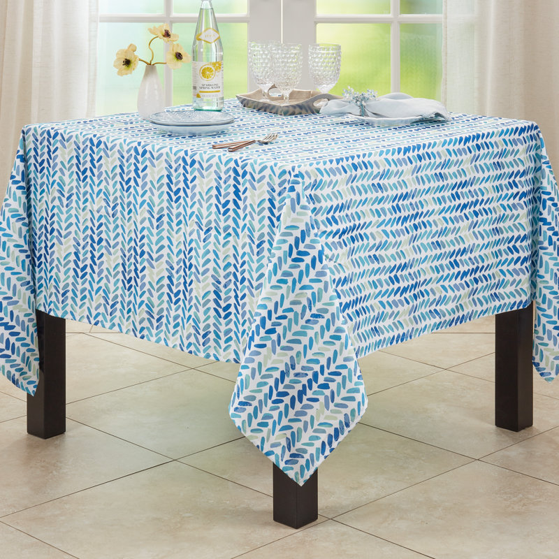 Chevron Tablecloth With Watercolor Design Rectangular, 70" x 70"