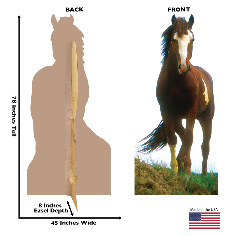 Life-Size Brown and White Mustang Horse Cardboard Standup
