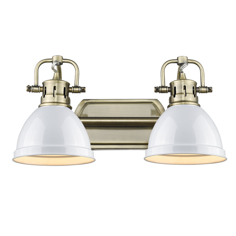 Lyndee 2 - Light Dimmable Vanity Light, White, Aged Brass