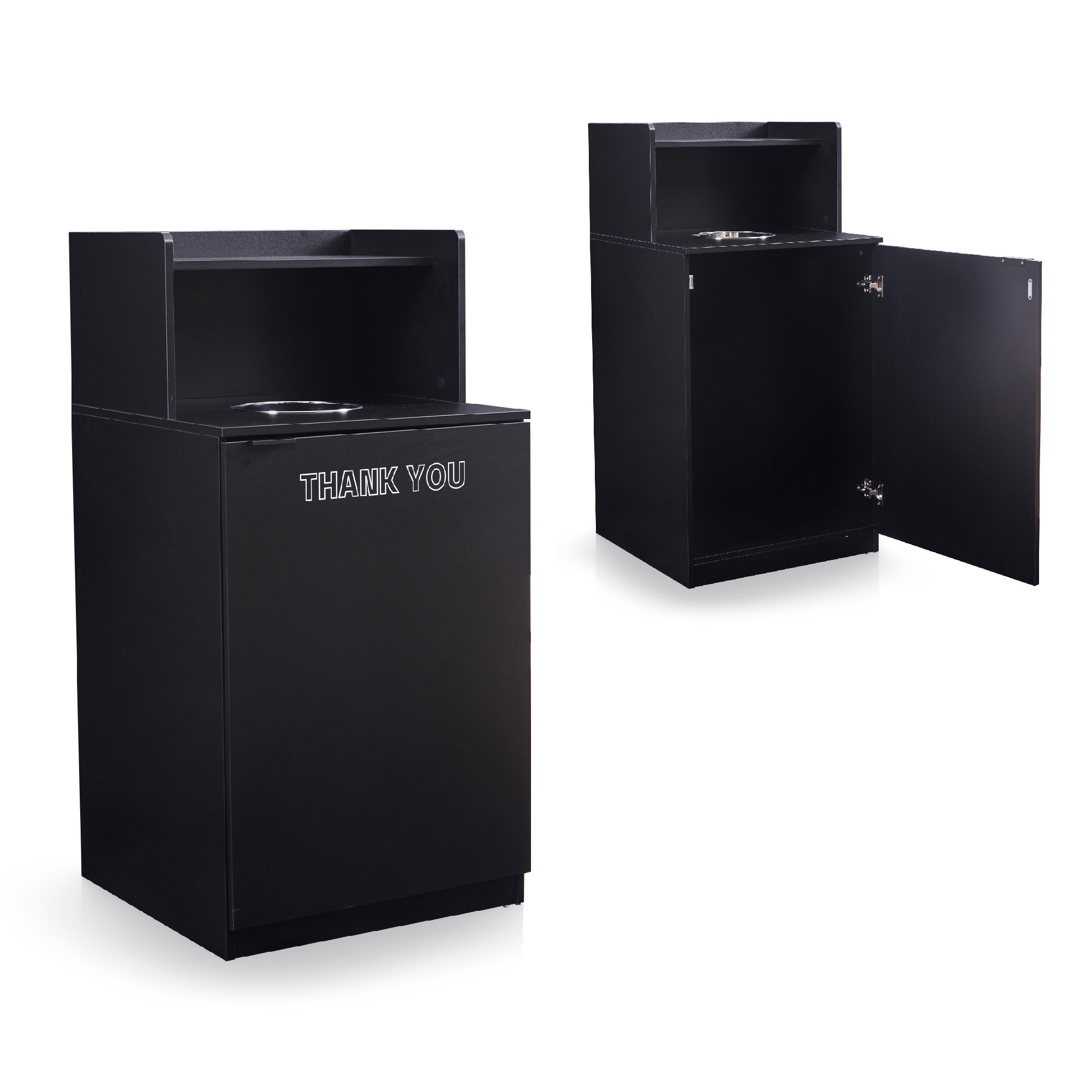 ERIFZ 32-Gallon Wooden Restaurant Trash Can Cabinet With Tray Top And ...