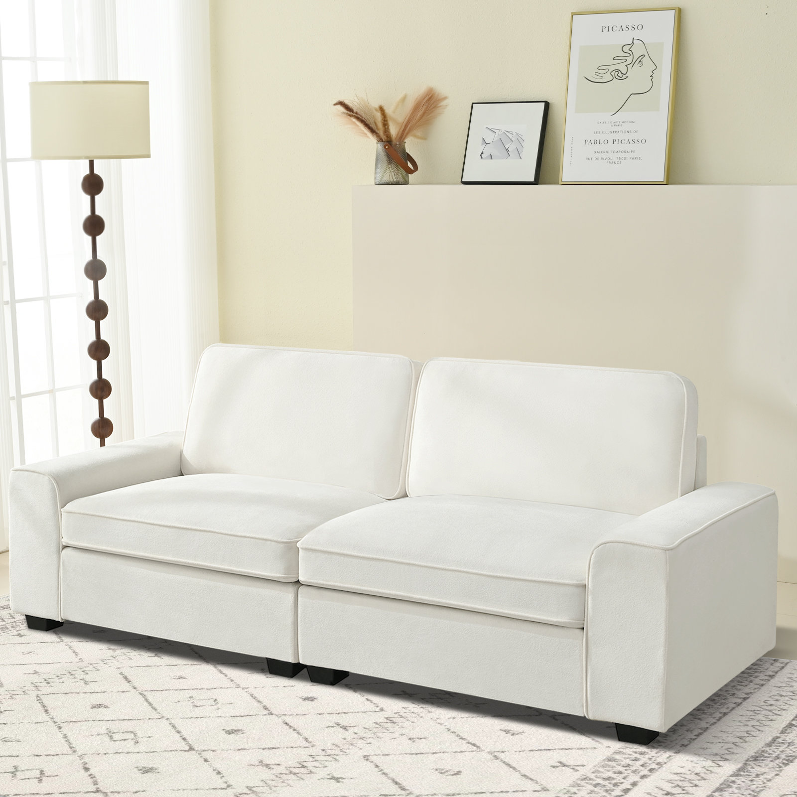 Ebern Designs Alyea 88.58'' Modern Style Sofas & Couches with Square Wide Arm and Removable Sofa