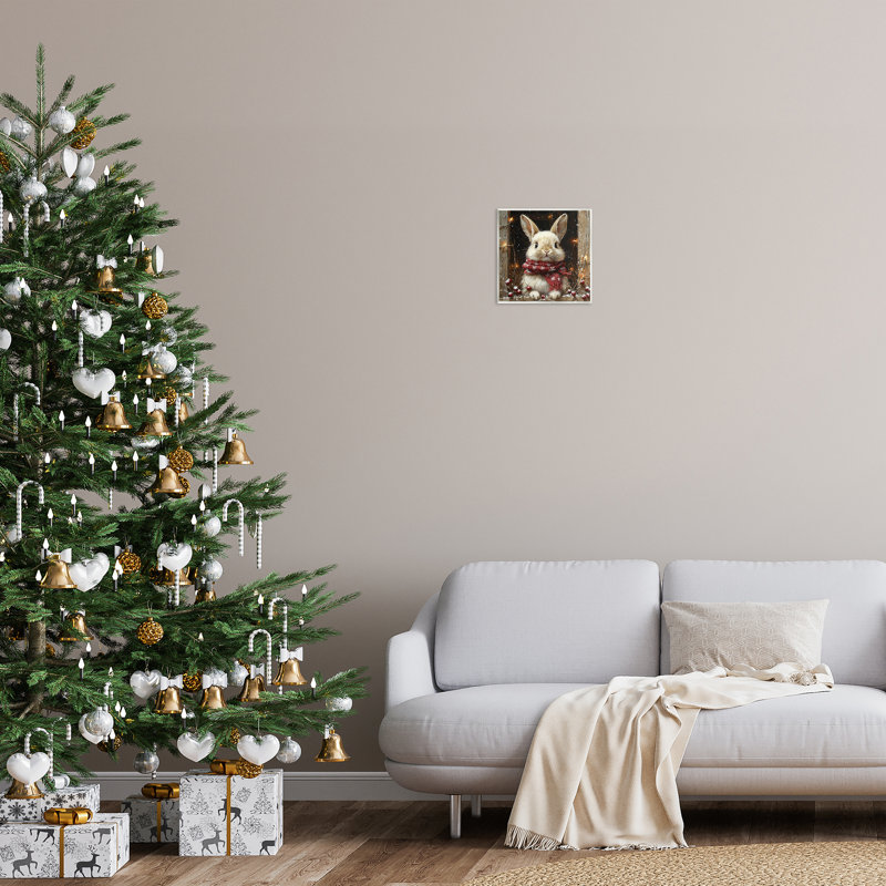 «Bunny with Snowy Holly Berries», plaque murale par Riley B
