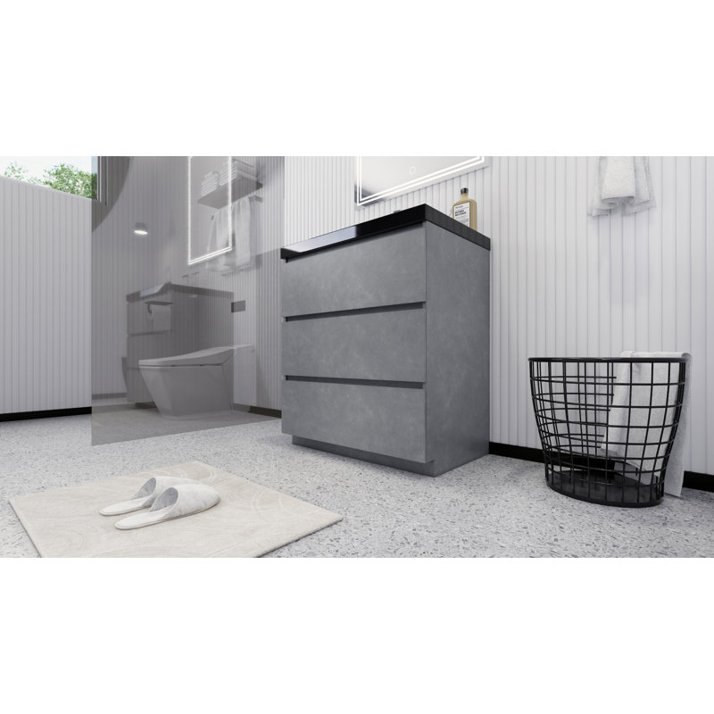 Reyes 29'' Single Bathroom Vanity Base Only, Cement Gray