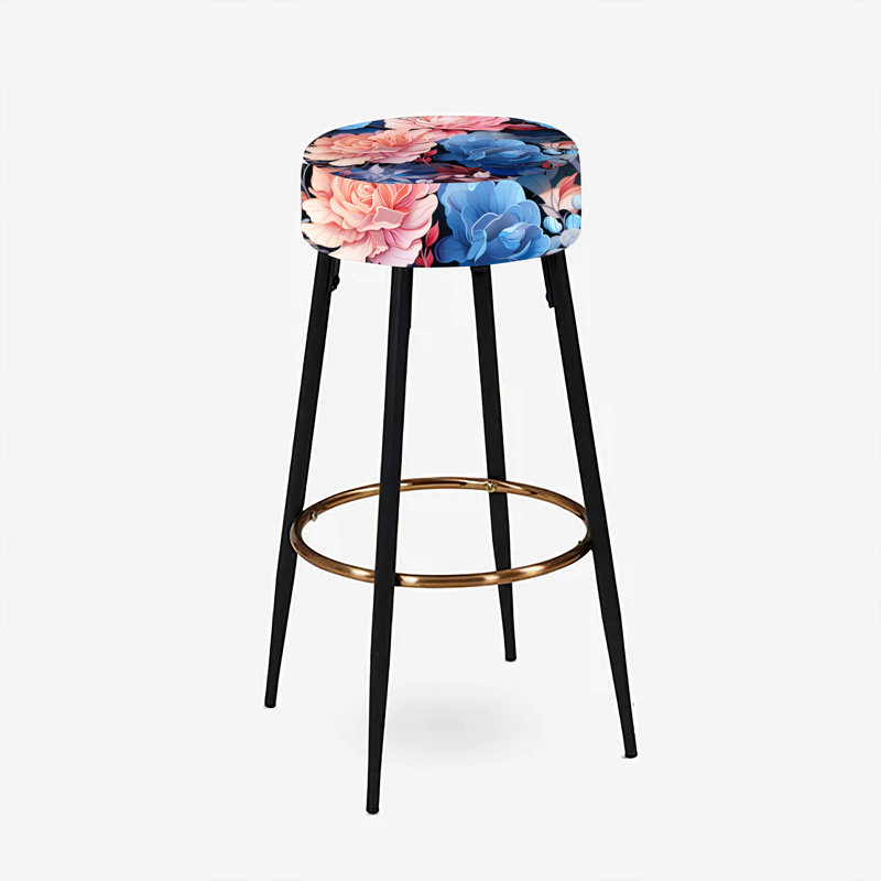 Ensemble de 2 tabourets de bar tropicaux bleu azur et rose
