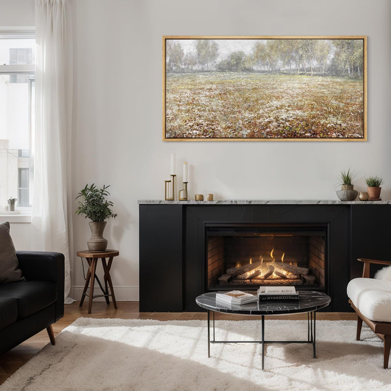 «Rustic Countryside Textured Meadow Peaceful Countryside», reproduction d'art sur toile, H 30 po x l 60 po, Naturel
