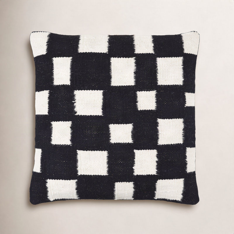 Leonida Geometric Cotton Blend Throw Pillow, 20"H x 20"W, Brown/Off-White, Polyester/Polyfill