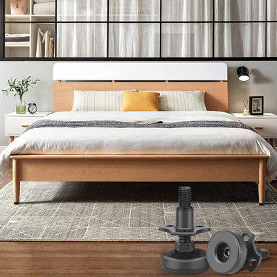 4 Pack Black Heavy Duty Adjustable Furniture Leveling Feet, 3/8”-16 T-Nut Leg Levelers, Supports 1320 LBs