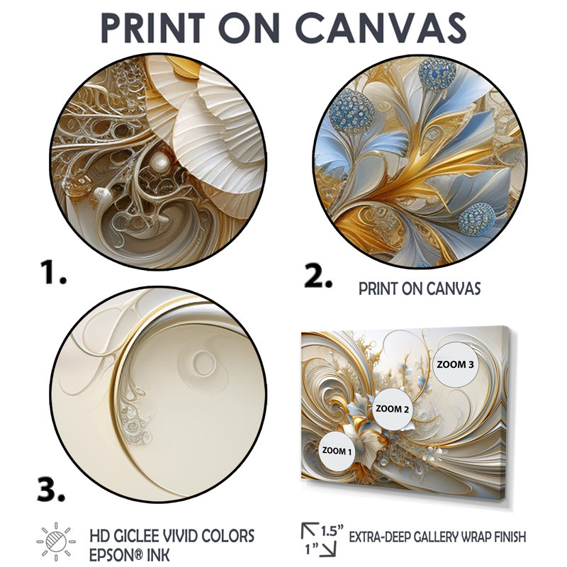 Spirale florale tourbillonnante Tender Light Blue, H 34 po x l 44 po, Sans cadre, Toile tendue