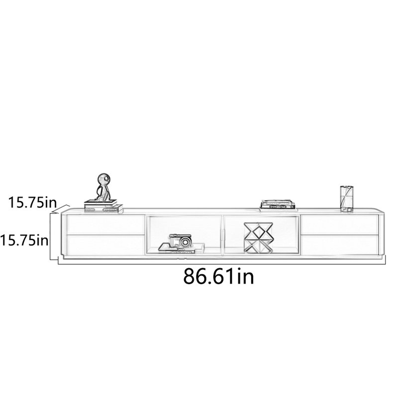 Saddle leather creative rock panel TV cabinet, Orange, 86.61"