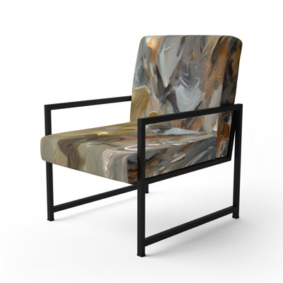 Autumn Jazz Abstract Expressionism - Upholstered Contemporary Arm Chair, Abstract Art Accent Chair