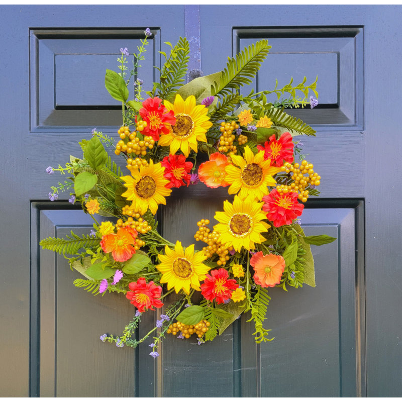 Handcrafted Faux Polyester Wreath, 16"W x 16"H x 3" D