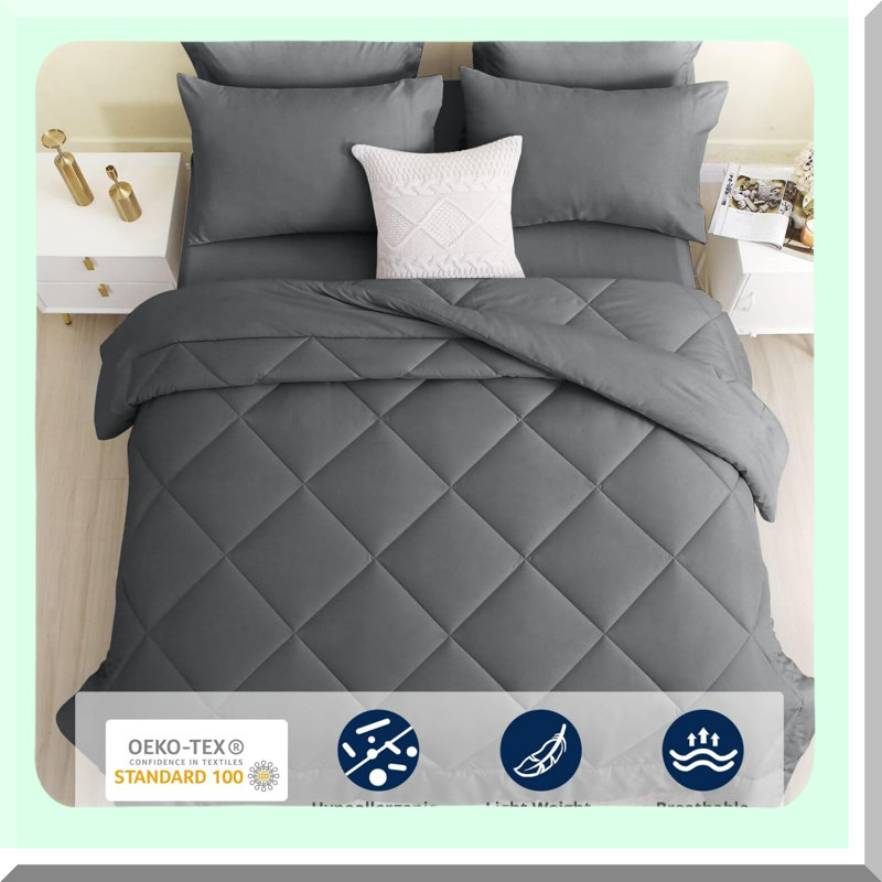 Luxury Reversible Bedding Set - 7 Piece Comforter Set with Pillowcases, Shams, and Sheets - All Season Bed in a Bag - Comforter Set