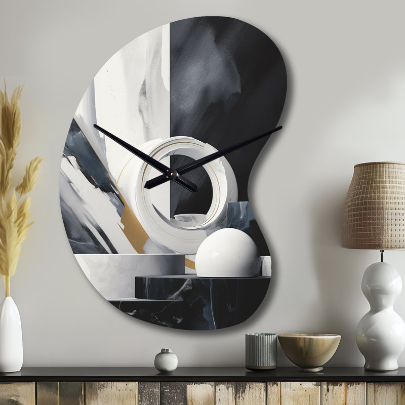 Abstract Marble Shapes II - Horloge murale asymétrique, Grand