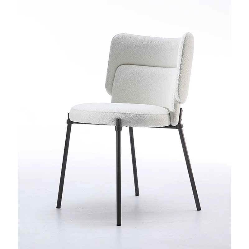 Chaise de salle à manger moderne et simple en fer forgé à dossier en peluche en acier inoxydable