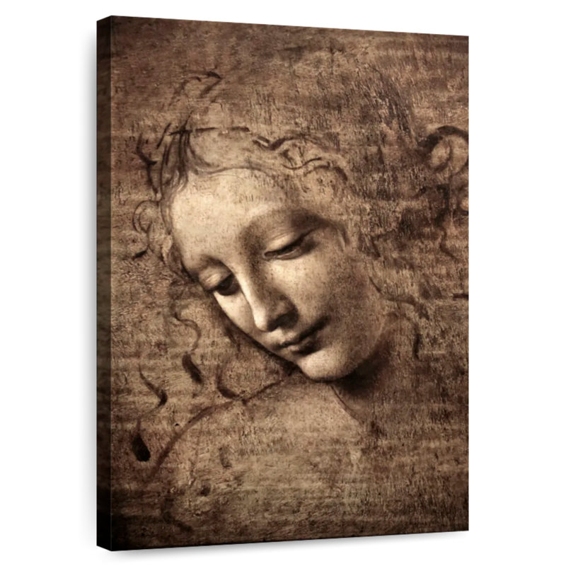 Leisha, tête d'une jeune femme aux cheveux ébouriffés ou Leda, H 48 po x l 32 po
