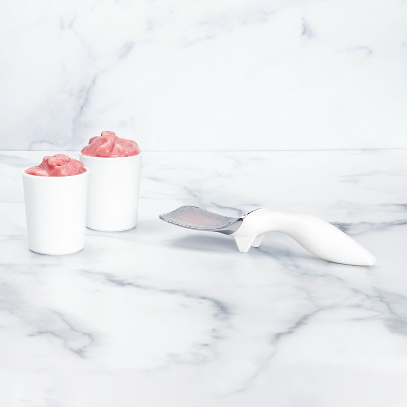 Tovolo Tilt-Up Ice Cream Spade Heat-Retaining Zinc Alloy Flat Paddle for Shaping and Serving, White, White