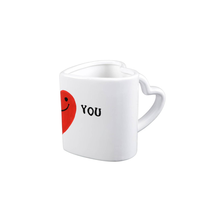 Tasse en céramique en forme de cœur 18 oz avec texte «I Love You»