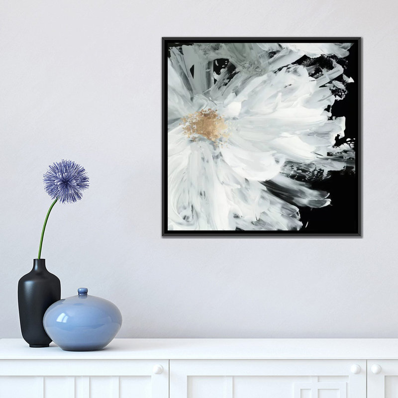 «Peony», reproduction sur toile, H 18 po x l 18 po x P 1,5 po, Toile avec cadre noir, Pas de tapis