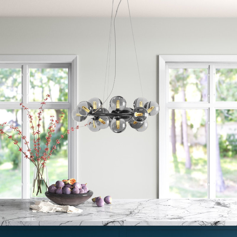Broadus 15 - Light Cluster Pendant, Chrome, Smoke