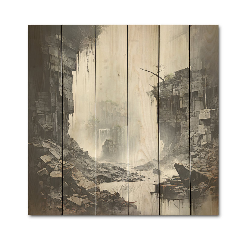 Hazlehurst - Cascade de bois, art mural sur bois de pin naturel, H 36 po x l 36 po