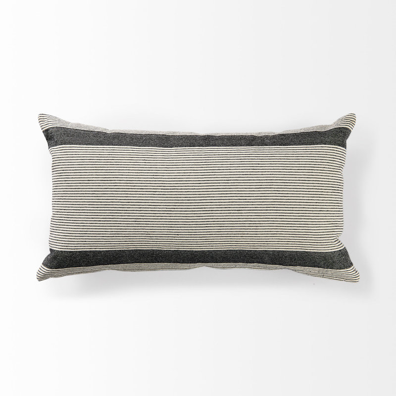 Housse de coussin rectangulaire , Hauteur (14 po) x largeur (26 po), Beige/noir
