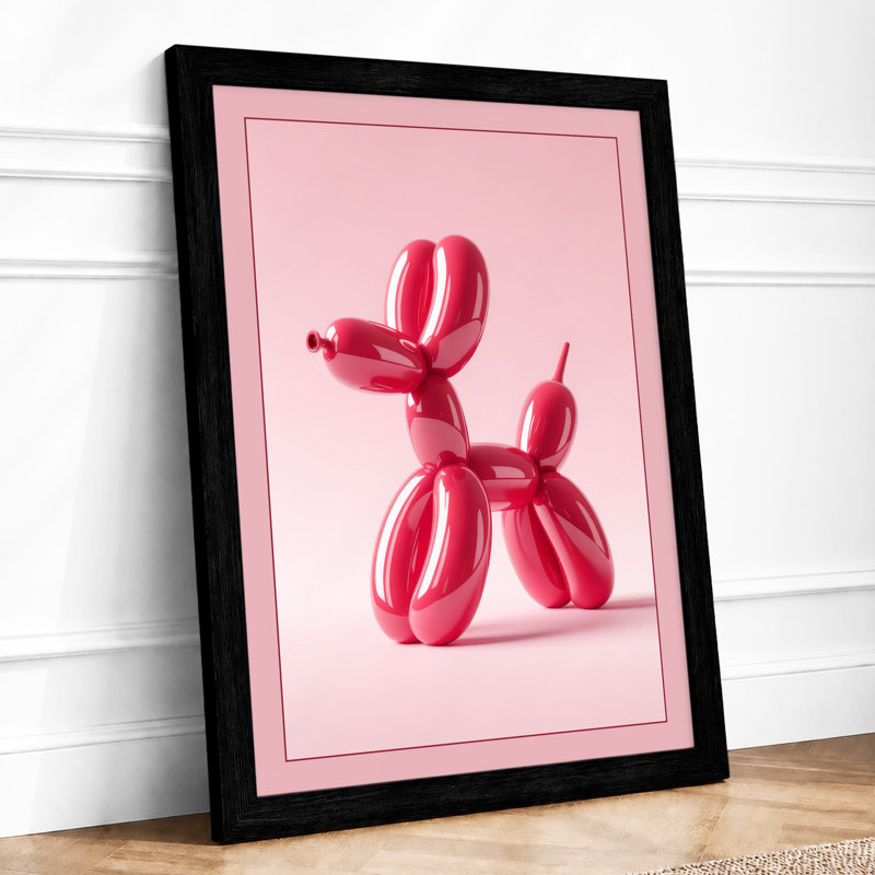 Balloon Pup Pop Art - Framed Print, A3 - 42.0 x 29.7 cm, Black