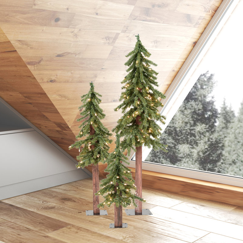 Natural Alpine Lighted Artificial Cedar Christmas Tree