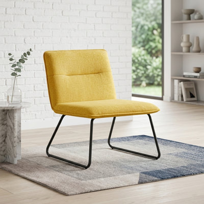 Klara 24.8" Wide Upholstered Slipper Chair with Metal Sled Base