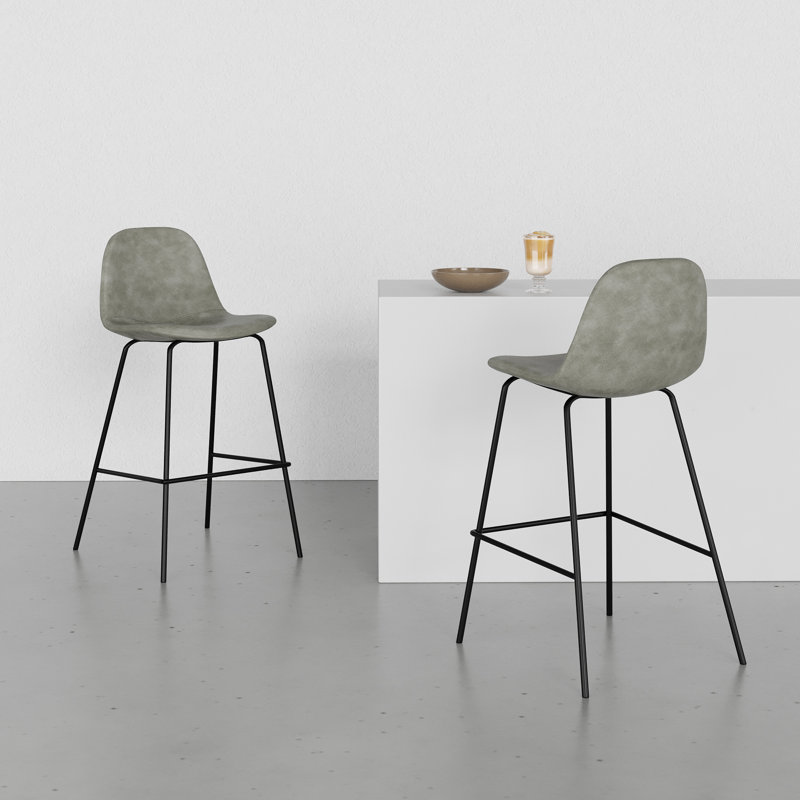Kody Vegan Leather Bar & Counter Stool, Counter Stool (23.5" Seat Height), Slate Grey Vegan Leather